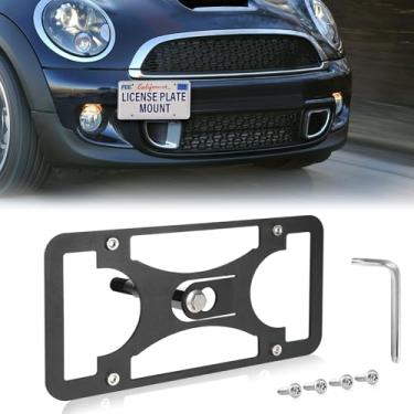 Imagem de Moldura frontal sem broca compatível com Mini Cooper (R56) | 2011-2013 Suporte de gancho de reboque para placa de carro antifurto Capas de etiqueta de carro à prova de ferrugem, acessórios de carro à