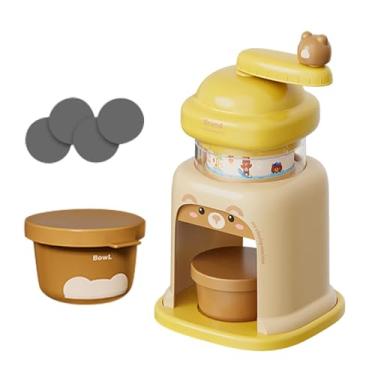 Imagem de Generic de gelo manual, máquina de raspar gelo leve e prática para festas em casa, bares e restaurantes, Amarelo com 2 Tigelas