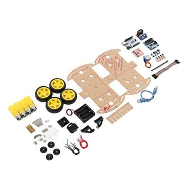 Imagem de ZJchao Kit de Chassi de Carro de robô DIY Com Codificador de Velocidade 4 Rodas e Caixa de Bateria para Microbit Smart Educational Toy