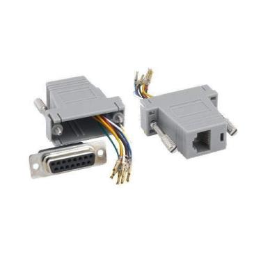 Imagem de Kentek Adaptador modular D-Sub DB15 fêmea para RJ45 RJ-45 fêmea F/F conector serial plug console rede Ethernet Cat5E Cat6