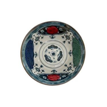 Imagem de Tigela de cerâmica japonesa Mino Ware padrão tradicional japonês auspicioso, tigela de arroz grande, macarrão de sopa, saladas, sobremesas ou tigela de servir tigela multiuso do Japão (Midium, Yoraku
