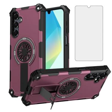 Imagem de Asuwish Capa de celular para Samsung Galaxy A56 5G com película protetora de tela de vidro temperado e suporte magnético à prova de choque fina híbrida robusta acessórios para celular A 56 56A LTE