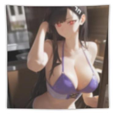 Imagem de LIEGBMEU Tapeçaria de biquíni sexy anime menina 152.4 cm x 152.4 cm interior exterior parede colcha arte decoração de tapeçaria caprichosa, AF021