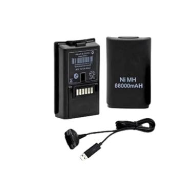 Imagem de Bateria Recarregável para Controle Compatível com 360, com Cabo USB, Preto