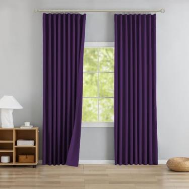 Imagem de DONREN Cortinas blackout roxas plissadas com aba traseira 101,6 cm L x 243,8 cm C