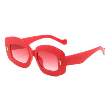 Imagem de JRLLFD Óculos de sol retrô com formato especial, feminino e masculino, luxuoso, moda para atividades ao ar livre, festa, UV400 (vermelho)