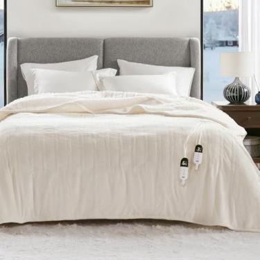 Imagem de Degrees Of Comfort Cobertor elétrico aquecido tamanho Queen com controle duplo - Cobertores de aquecimento de flanela macia com 6 configurações de calor, desligamento automático de 10 horas, proteção