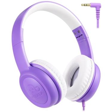 Imagem de UKELALA Fones De Ouvido Infantis C3 Com Fio, Supra-Auriculares Fio Para Meninos E Meninas Conector 3,5 Mm, Dobráveis, Faixa Cabeça Ajustável, Fone Infantil Escola, Casa, Avião, Tablet, Roxo