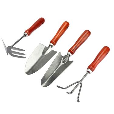 Imagem de Conjunto de ferramentas de jardim de 4pcs, ferramentas de mão de jardinagem espessadas com pá, ancinho, espátula e pá para plantio e jardinagem de flores, acessórios de conjunto