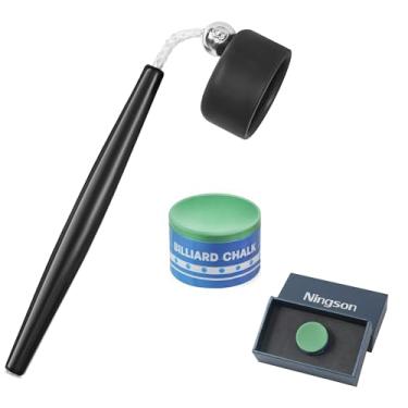 Imagem de NINGSON Giz para taco de sinuca com suporte, bastão de sinuca de círculo puro e suporte de bolso, acessórios de mesa de bilhar e equipamentos para torneios profissionais, clubes, bares, casa