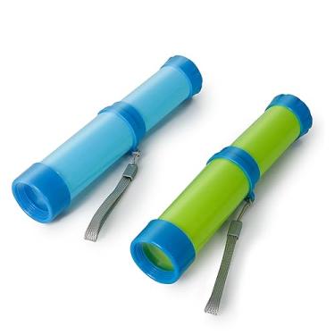 Imagem de Luwint Brinquedo telescópio de bolso para crianças, pacote com 2 unidades, telescópio pirata portátil, monocular, óculos de espião, brinquedo educativo, aniversário para meninos e meninas (verde/azul)