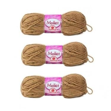 Imagem de Kit 5 Novelos Fio Lã Mollet 40g Círculo marrom canela - Mor, Marrom, C