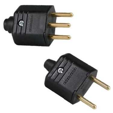 Imagem de 30 Plug 2 Pinos 10a + 30 Plug 3 Pinos 10a Macho Preto - MARGIRIUS