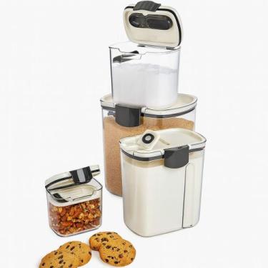 Imagem de Kit 4 Potes Hermético Com Travas Acrílico Transparente Porta Mantiment