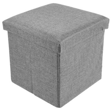 Imagem de ZJRDYYK Cubo otomano pequeno dobrável de 29 cm, apoio para os pés dobrável, pufe de armazenamento em cubos, banco de descanso para os pés para sala de estar, quarto, escritório, dormitório (cinza)