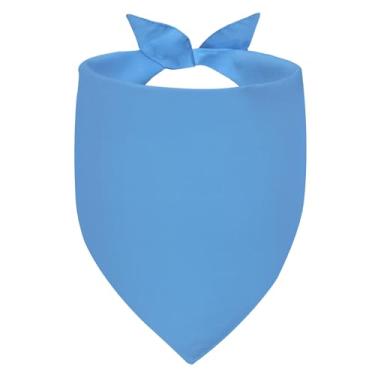 Imagem de Agroon Bandanas de cachorro em branco azul grande 1 peça, lenço de algodão sólido DIY, lenço de babador reversível triangular durável para filhotes, presente personalizado de aniversário/festa