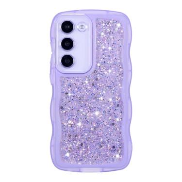 Imagem de ZTOFERA Capa para Samsung Galaxy S23 5G de 6,1 polegadas, lindo design ondulado encaracolado com lantejoulas com glitter, capa protetora de luxo à prova de choque e estética brilhante para Galaxy S23