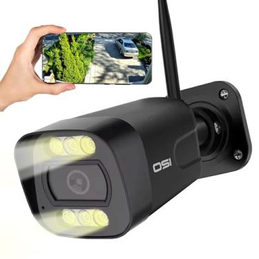 Imagem de OSI Smart Security Bullet Camera Outdoor 1080p HD, câmeras Wi-Fi, câmeras de segurança doméstica, áudio bidirecional, visão noturna, compatível com Alexa, Google, cartão SD de 32 GB incluído