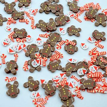 Imagem de Pacote de boneco de neve de Natal doce de gengibre homem mistura fatias suprimentos argila macia polímero DIY decoração para arte de unhas de resina kit de geleca DIY bolo sobremesa simulação comida