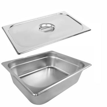 Imagem de Cuba Gastronômica Buffet GN 1/2 100mm Aço Inox Sem Alça com Tampa