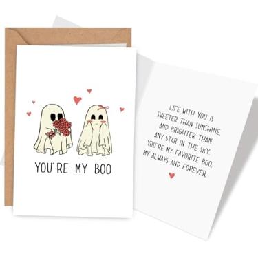 Imagem de Cartão de aniversário de Halloween, cartão de aniversário de fantasma fofo para marido esposa, cartões de dia dos namorados para namorada namorado, presente de cartões de amor romântico, You're My Boo