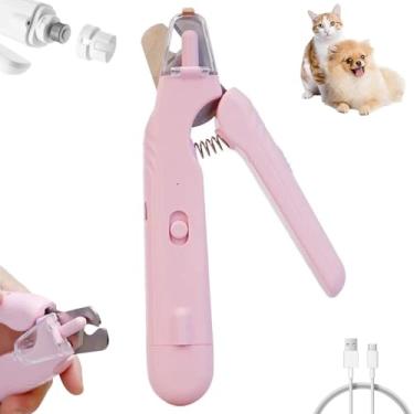 Imagem de Cortador De Unhas Para Cães, Cortadores de unhas de gato led, Lixadeira Elétrica, 2 em 1 aparador de garras de estimação (Rosa)
