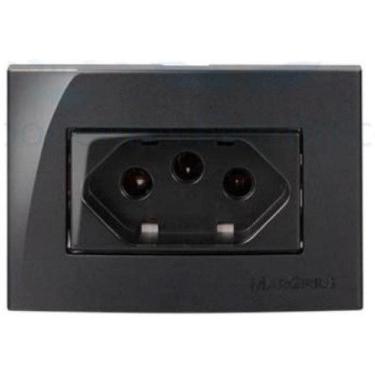 Imagem de Tomada De Embutir Em Móveis Margirius 10A 2P+T Preta Sleek