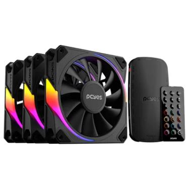Imagem de Kit Com 3 Fans Cooler ARGB PCyes Sangue Frio 3 Black Vulcan 120mm