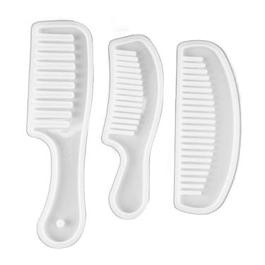 Imagem de 3 Unidades de Ferramentas de Resina para Pente de Dente Largo, Conjunto de Ferramentas de Pente de Cabelo de Dente Largo Translúcido para Ferramentas de Estilo de Cabeleireiro
