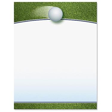 Imagem de Paperdirect Papel de papelaria com tema de golfe Ball In Play, papel de borda, papel timbrado 21 x 25 folhas, papel de escrita premium elegante, papel decorativo para impressora