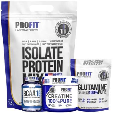 Imagem de WHEY ISOLADO 1,8KG l GLUTAMINA PURA 300G l CREATINA MONOHIDRATADA 150G l BCAA 60 TABLETS l PROFIT-Unissex