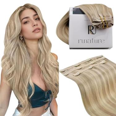 Imagem de RUNATURE Extensões De Cabelo Com Grampo, Humano Verdadeiro, Curto, Remy, Para Mulheres, Trama Dupla, 10" 50G, 3 Peças #16P22, Loiro Escuro Acinzentado, Mechas Claras