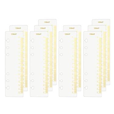 Imagem de 10 réguas para fichário A6, estampa dourada, escala de 15 cm, 6 furos, marcador de página de PP, régua para folhas soltas, 6 anéis, acessórios, agenda, divisória de marcador, conjunto de réguas de