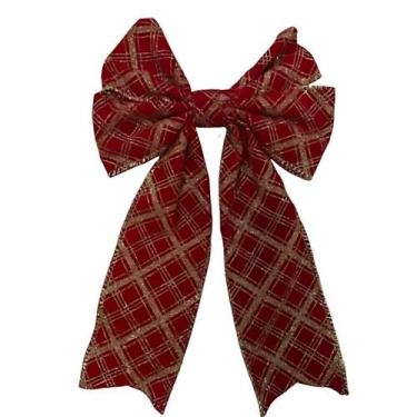 Imagem de Laço Vermelho Veludo 25cm Enfeite Árvore De Natal Decoração - Rio Mast