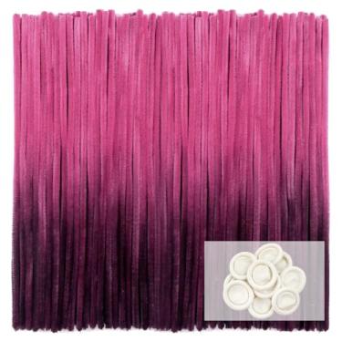 Imagem de TOAOB 100 peças de limpadores de cachimbo gradiente roxo escuro hastes de chenille para artesanato de 30,5 cm de varas difusas suprimentos de artesanato para projetos de artesanato DIY decorações de