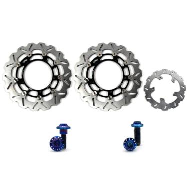 Imagem de Arashi Discos de freio dianteiros traseiros rotores com parafusos de montagem para Yamaha FZ8 Fazer 8 2010-2015 ABS 2011-2015, peças de acessórios de reposição de motocicleta