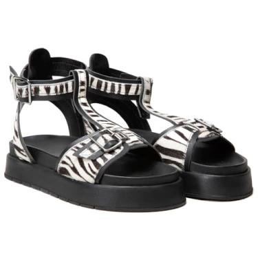 Imagem de Sandália Flatform Feminina Animal Print Pelo Onça ou Zebra Confortável Moderna e Sofisticada com Fivela no Tornozelo (Zebra, BR, Adulto, Numérico, 39)
