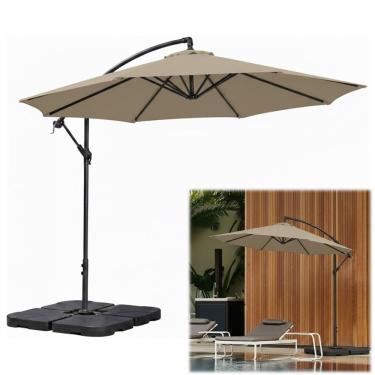 Imagem de Kit Ombrelone Lateral Suspenso 3m Kauai + Base 60 Litros Quadrada Piscina Jardim - AMZ