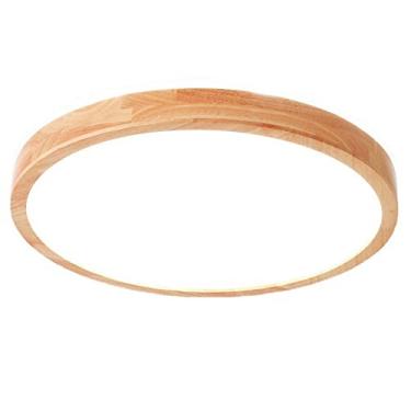 Imagem de Lustre de teto moderno de LED com abajur nórdico de madeira, design fino, luminária embutida de painel para quartos de 50 cm