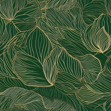 Imagem de Papel de parede de folhas de contato com borda dourada folha verde descasque e cole 45 cm x 300 cm papel de parede autoadesivo removível para banheiro, lavabo, lavanderia, parede de destaque