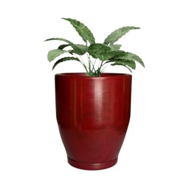 Imagem de Vaso Redondo Polietileno Planta Cone Bojo Marmorizado Jardim Sala (Bordô)