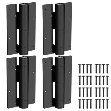 Imagem de SANKEYTEW Pacote com 2 dobradiças de fechamento automático 14 cm preto fosco dobradiças de porta de fechamento automático, de grau comercial ajustável, dobradiças de portão de alumínio para portões de