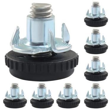 Imagem de HARSKIYER 8 peças de pés de nivelamento ajustáveis com porcas T, rosca 5/16-18 com rosca de aço inoxidável, niveladores universais de mesa, deslizadores de pés para armários, cadeiras