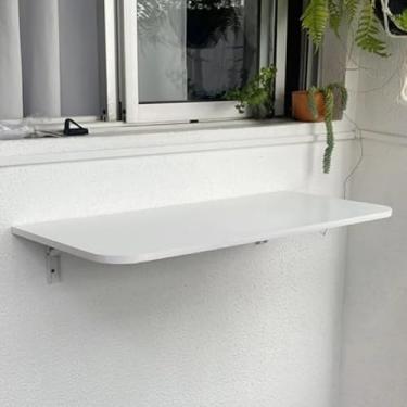 Imagem de Mesa Dobravel 100cm x 50cm Retratil de Parede Borda Redonda Suspensa Para Cozinha Pequena(Branca,80cm x 40cm)