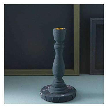 Imagem de Castiçal multicolorido adereço fotográfico rústico vintage decoração de casamento de madeira decoração de mesa gourmet (cor: H) (F)