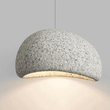 Imagem de YQSLQZZ Lustre moderno para sala de jantar, luminária pendente de ilha de cozinha vintage, estilo Wabi-sabi, luzes de teto suspensas, abajur de resina esculpida à mão
