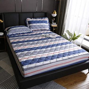 Imagem de Lençol infantil de fácil lavagem, leve, impermeável, acolchoado, capa de colchão, protetor, lençol de cama para quarto, apartamento, rosa, 150 x 200 cm (listra solteiro 120 x 200 cm)