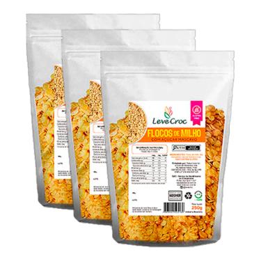 Imagem de Kit 3X: Flocos de Milho com Açúcar Mascavo Sem Glúten Leve Croc 250g