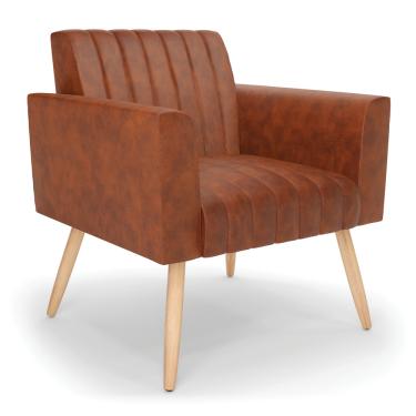 Imagem de Poltrona Viena Gomada Corano Nozes Pés Palito Natural - D'Rossi