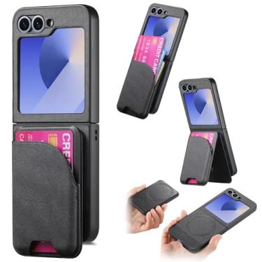 Imagem de Capa para Galaxy Z Flip5 2 em 1, capa de couro tipo carteira magnética removível com porta-cartões (para Galaxy Z Flip5/preto)